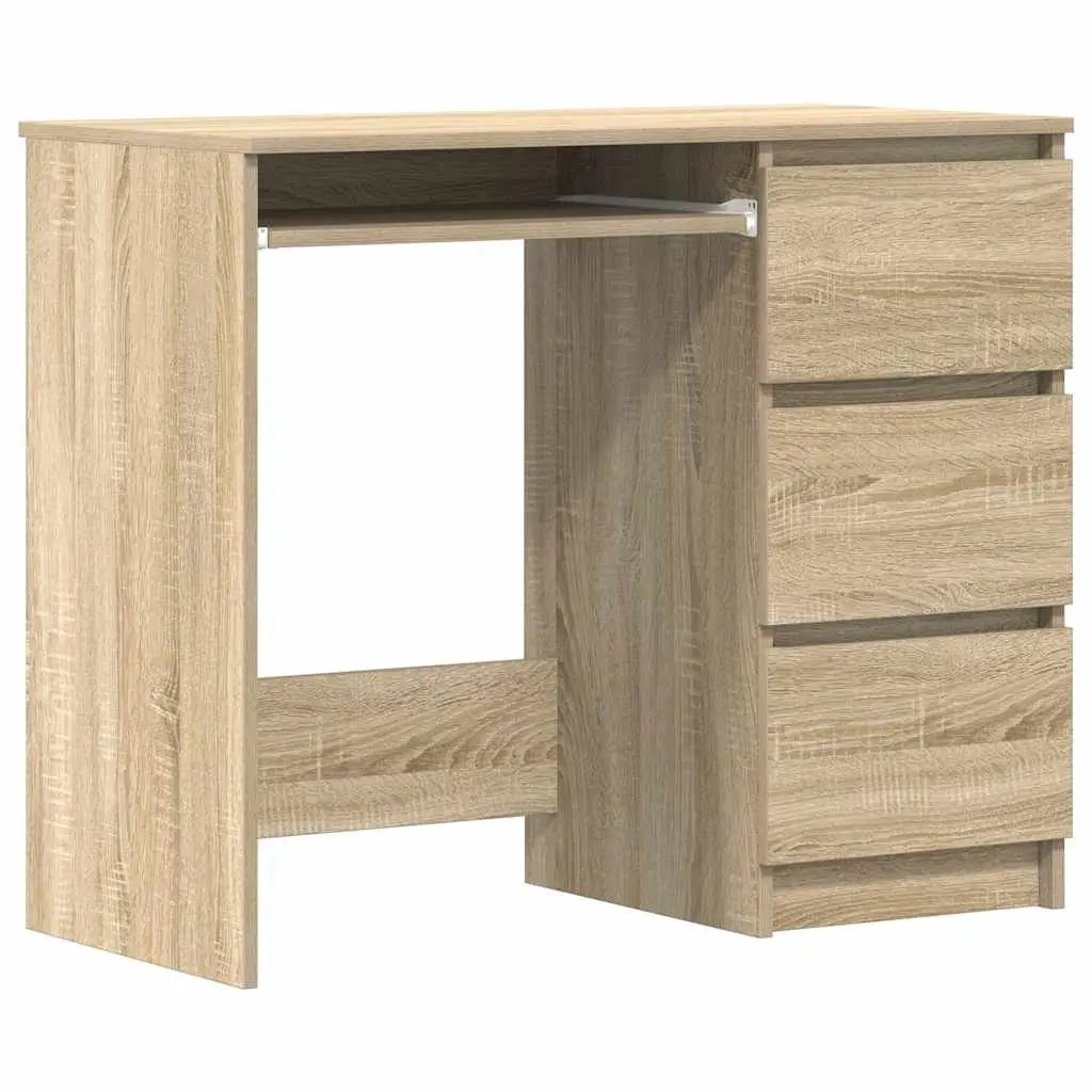 Engineered Wood Desk Brown 90x45x76cm Office Study Table with Drawer Storage