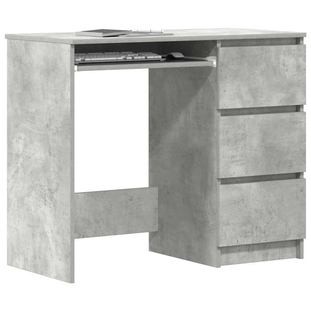 90cm Concrete Grey Desk with Drawer