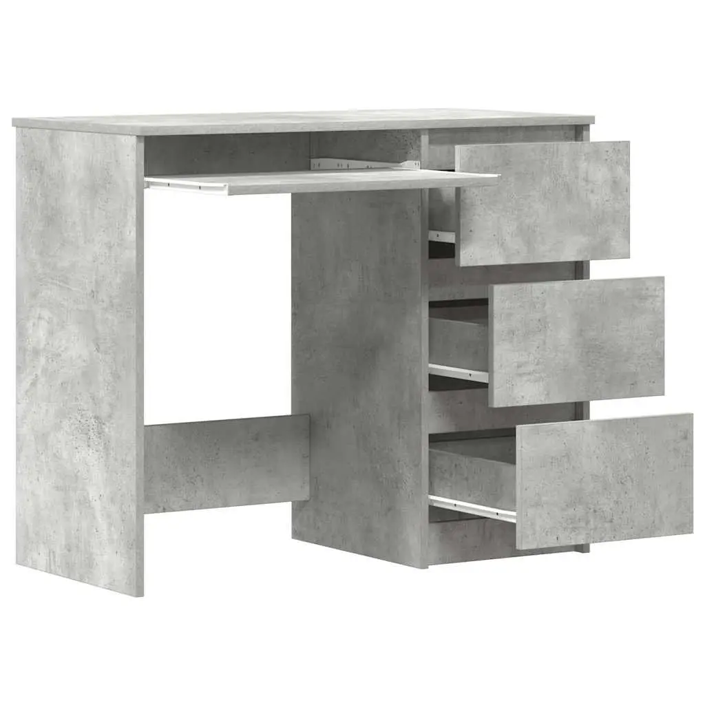 90cm Concrete Grey Desk with Drawer