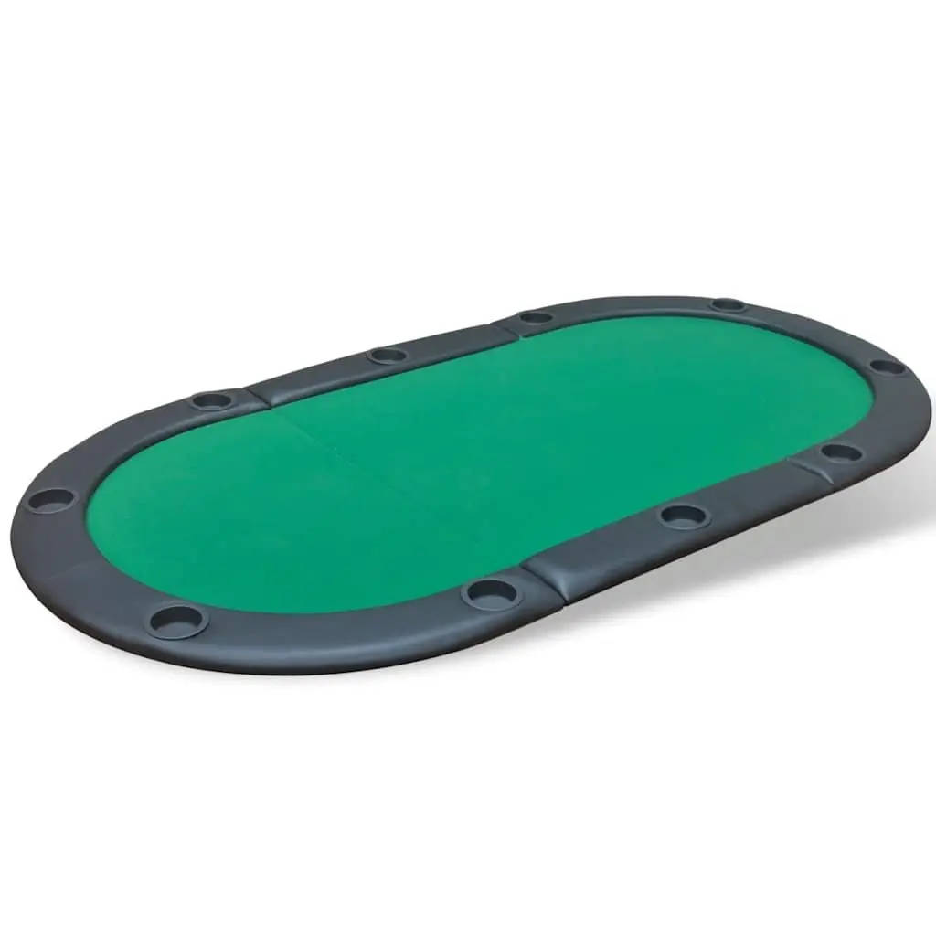 Poker Tabletop Foldable Green Racetrack 10 Player with Cup Holders
