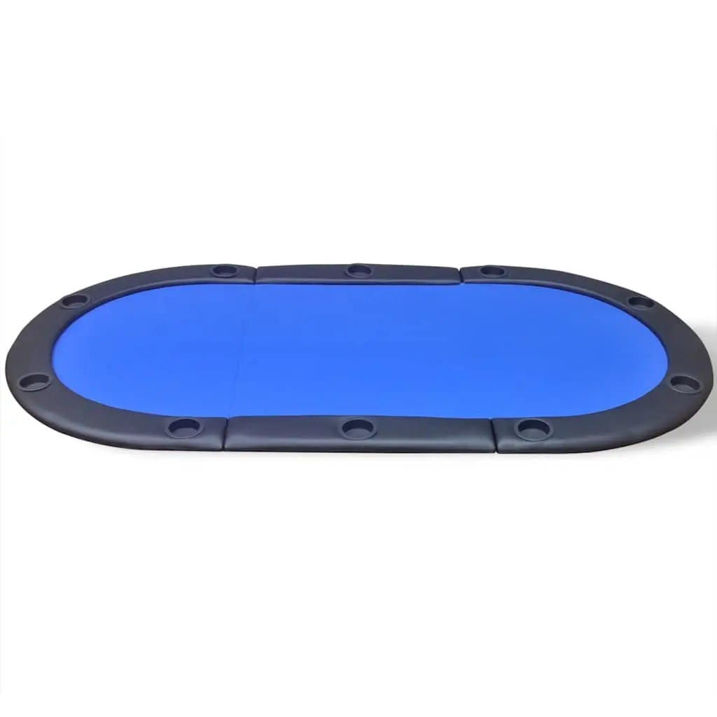 Poker Tabletop Foldable Racetrack Blue Padded Playing Surface 10 Player