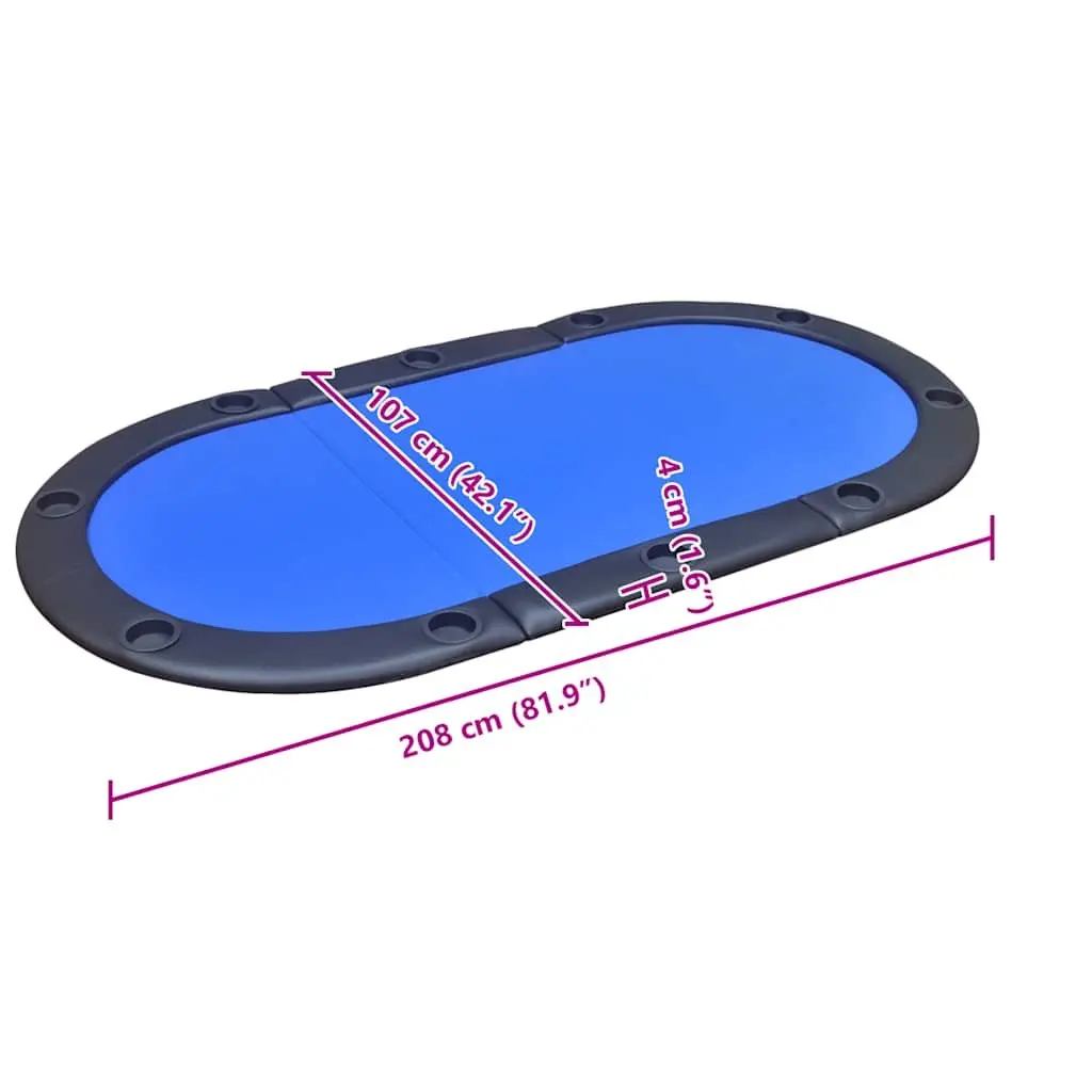 Poker Tabletop Foldable Racetrack Blue Padded Playing Surface 10 Player