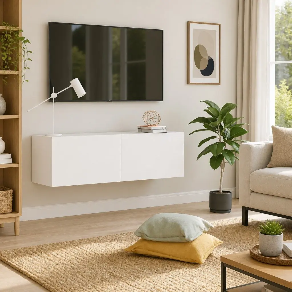 Wall-Mounted TV Cabinet in White