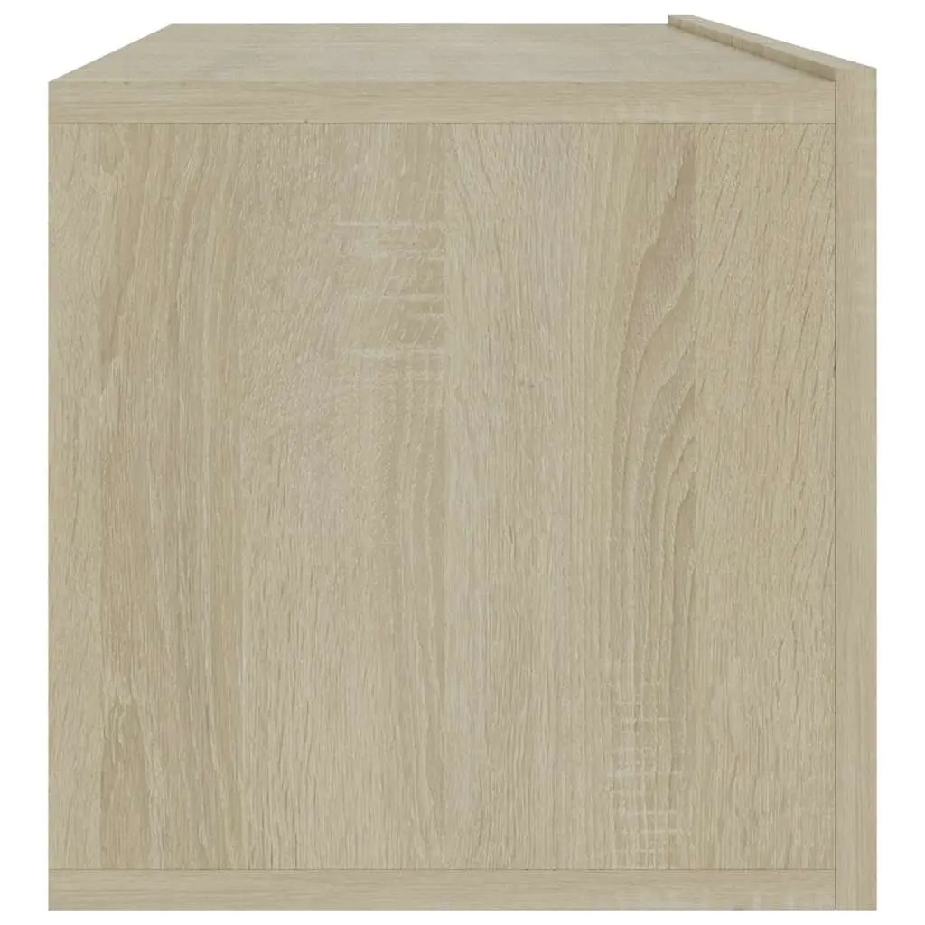 TV Cabinet Wall-Mounted Brown 100 x 30 x 30 cm Living Room Media Stand Storage Unit with 2 Compartments