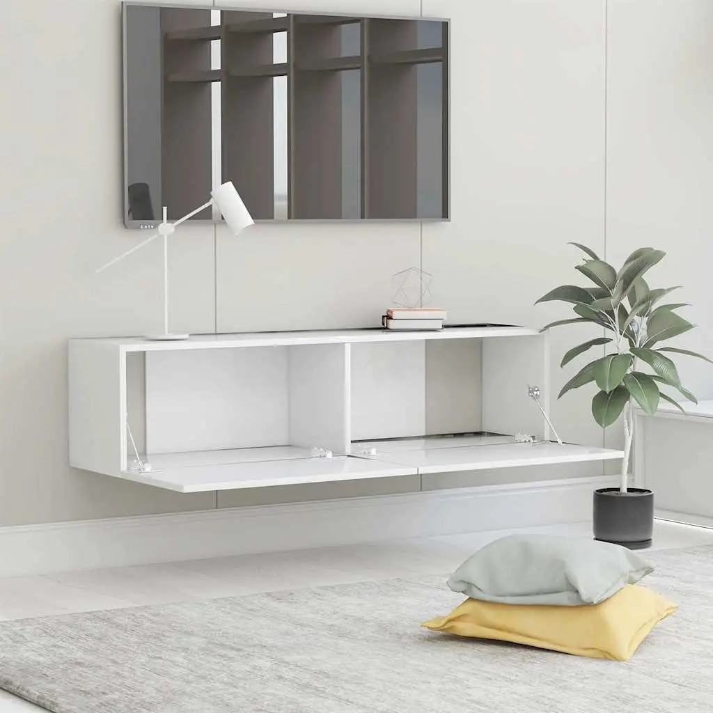 Wall-Mounted TV Cabinet White 120x30x30 cm Storage Unit Drop-Down Doors