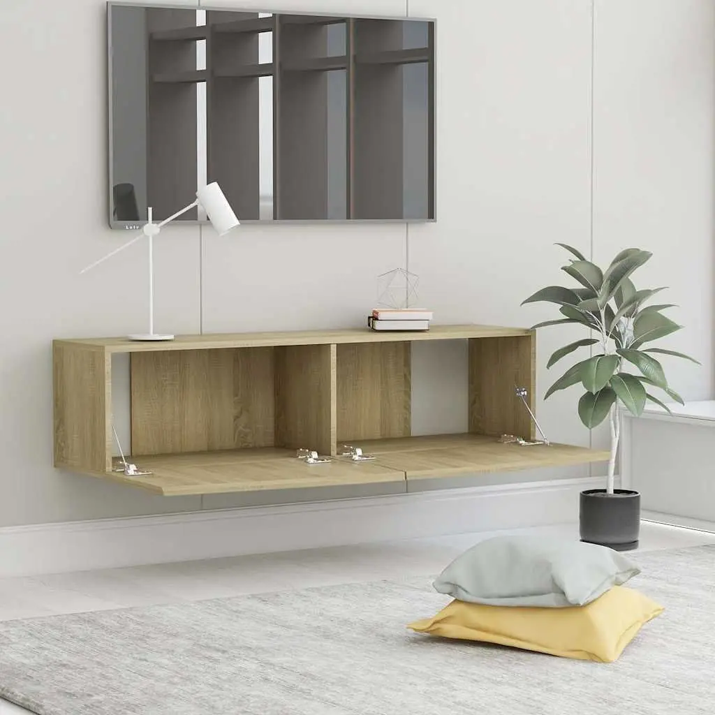 Wall-Mounted TV Cabinet Brown 120x30x30 cm Drop-Down Doors Storage Unit