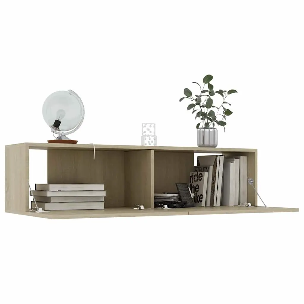 Wall-Mounted TV Cabinet Brown 120x30x30 cm Drop-Down Doors Storage Unit