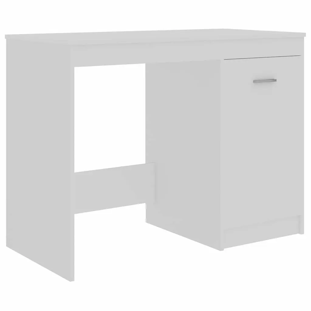 White Office Desk with Integrated Storage Cabinet 100x50x76 cm