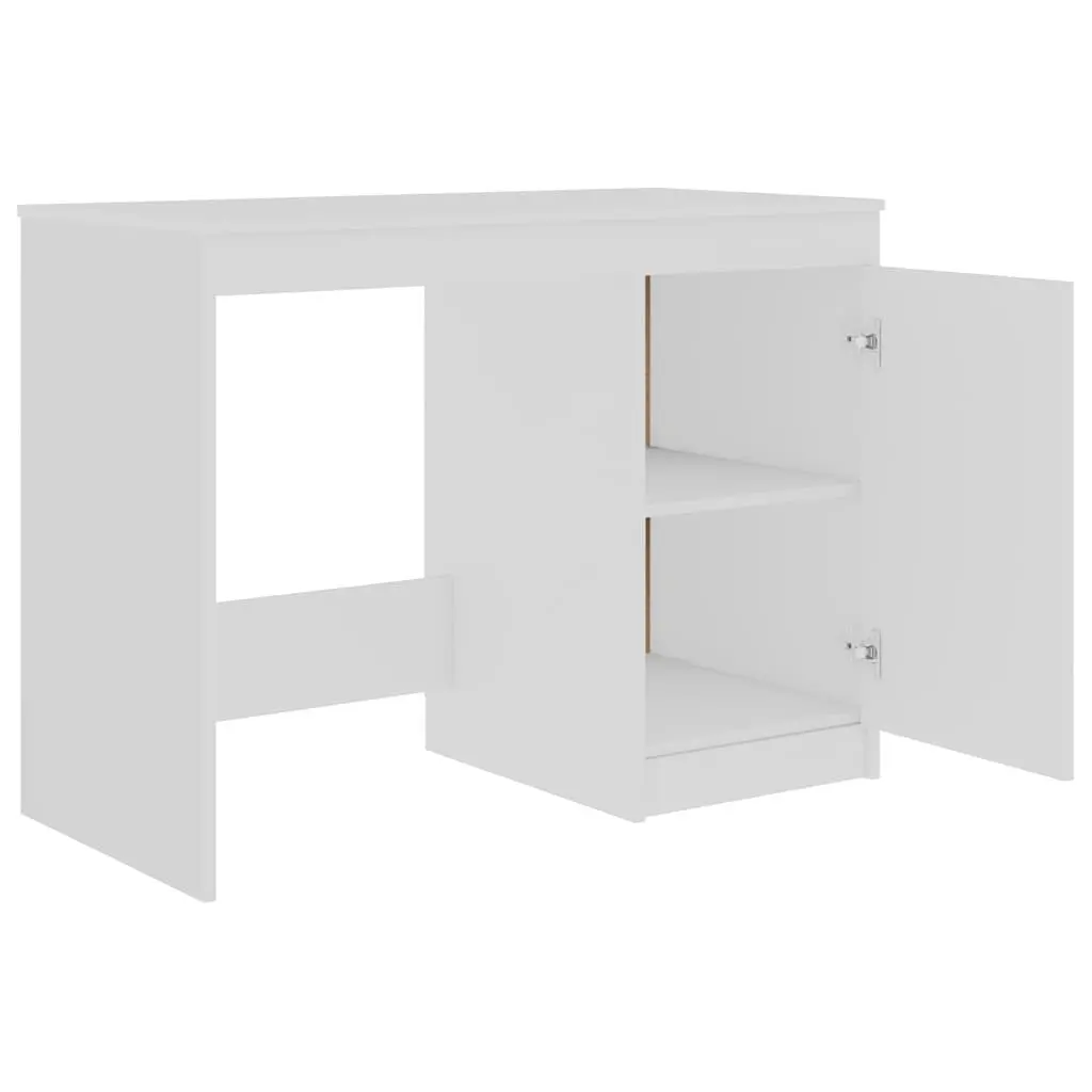 White Office Desk with Integrated Storage Cabinet 100x50x76 cm