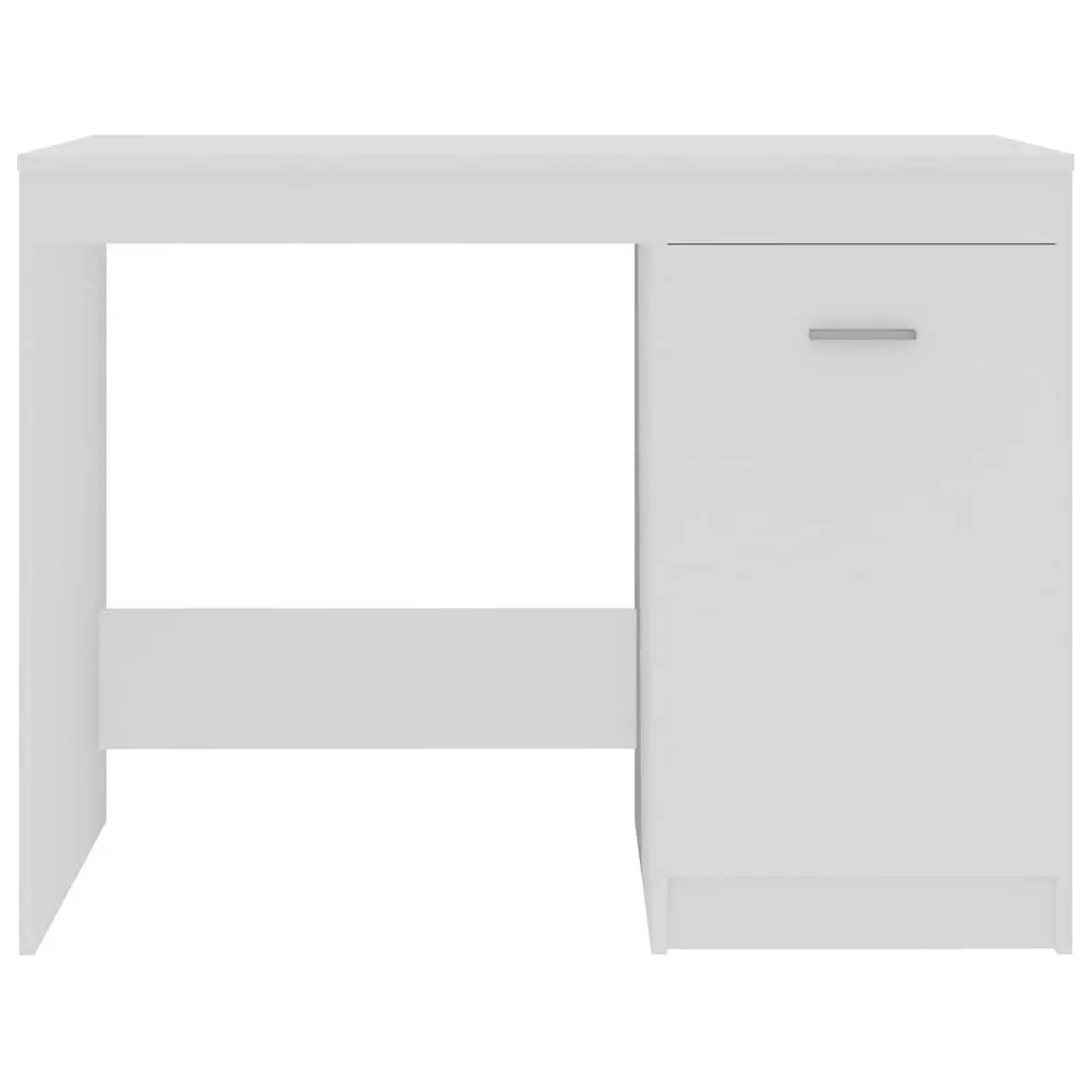 White Office Desk with Integrated Storage Cabinet 100x50x76 cm