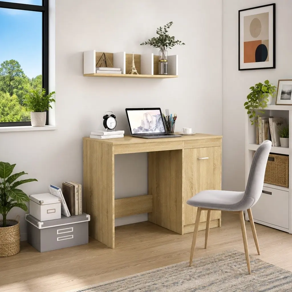 Office Desk with Storage Cabinet Brown 100 x 50 x 76 cm