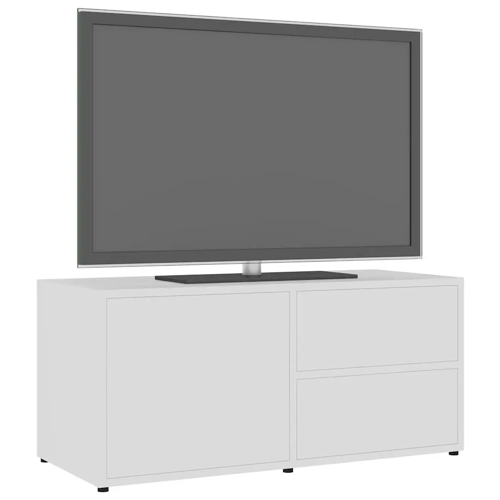 TV Cabinet White Engineered Wood Storage Unit with Drawers and Door Compartment 80W x 34D x 36H cm