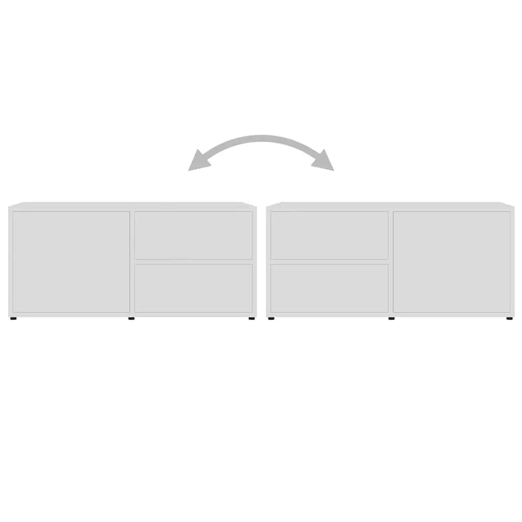 TV Cabinet White Engineered Wood Storage Unit with Drawers and Door Compartment 80W x 34D x 36H cm