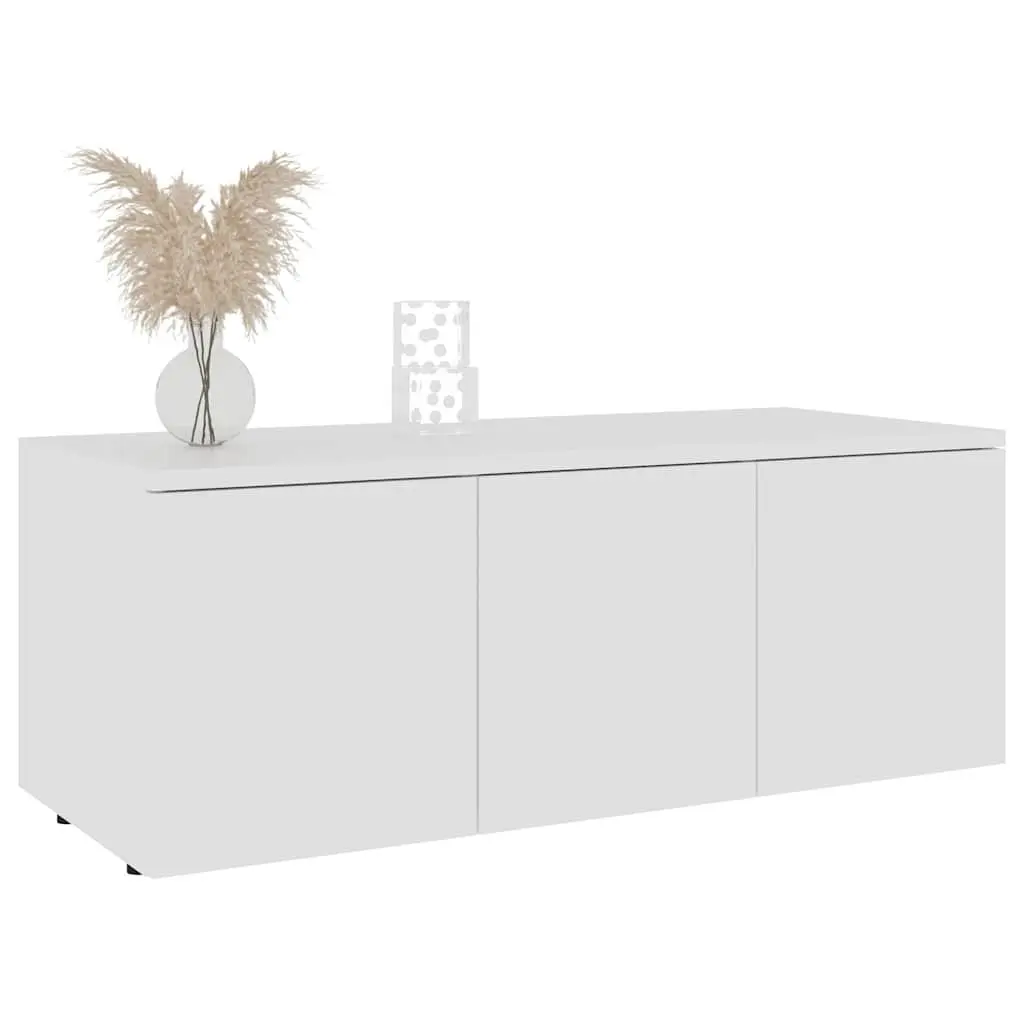 TV Cabinet White with 3 Drawers Storage Unit 80x34x30cm for Living Room