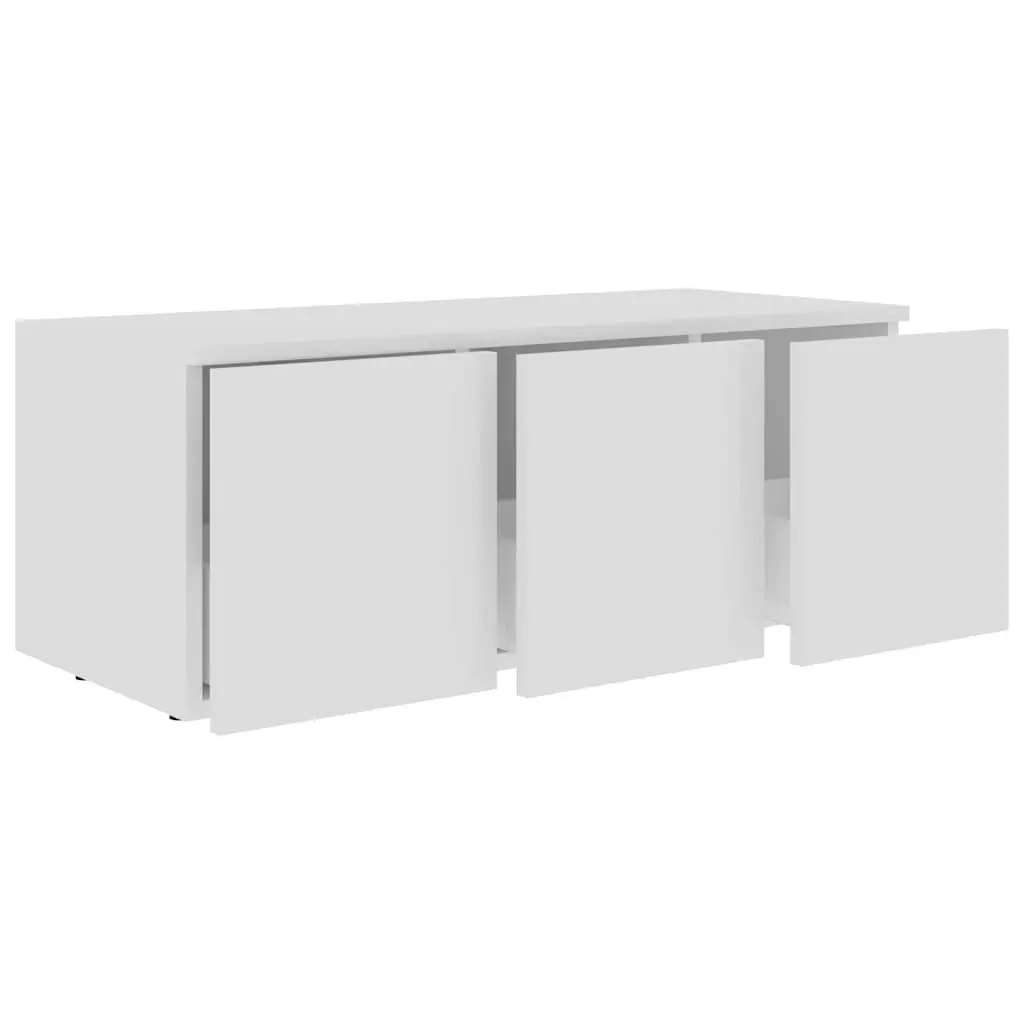 TV Cabinet White with 3 Drawers Storage Unit 80x34x30cm for Living Room