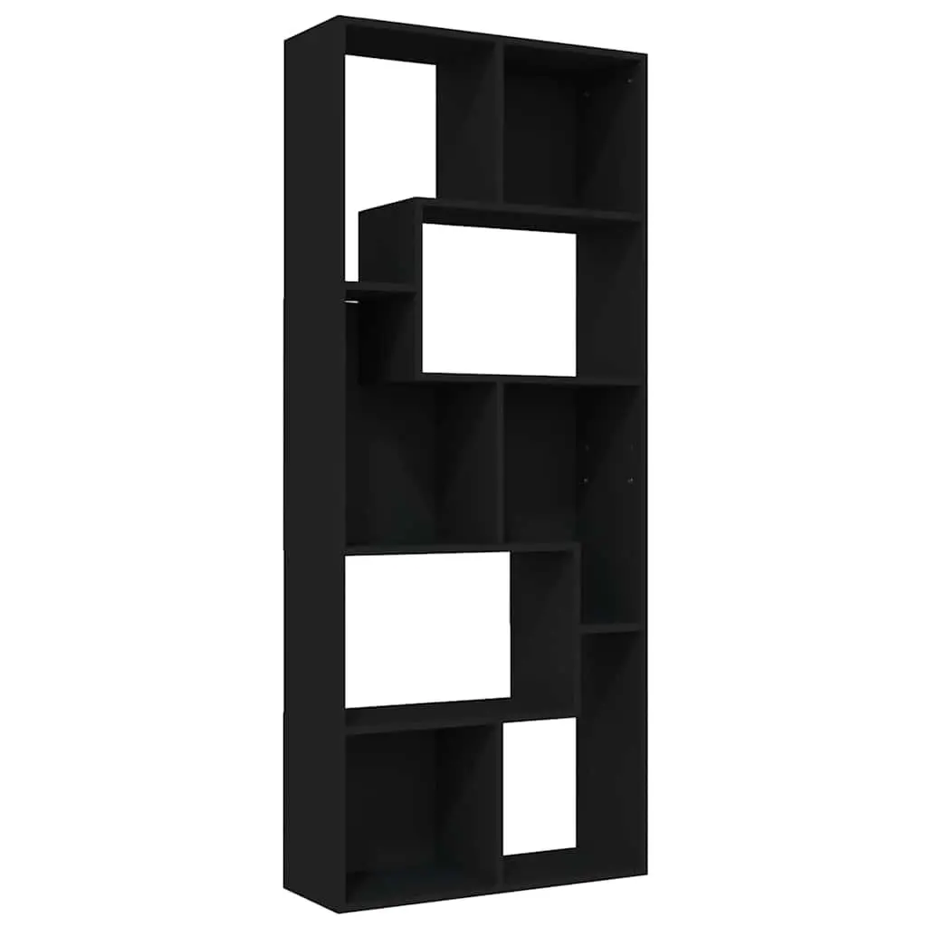 Black Book Cabinet Storage Bookcase Shelving Unit Engineered Wood 67x24x161cm