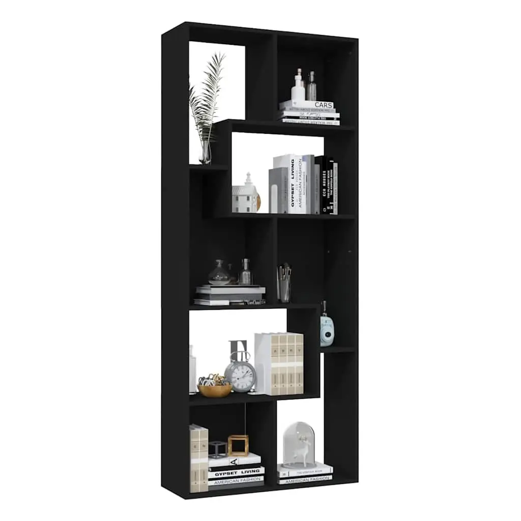 Black Book Cabinet Storage Bookcase Shelving Unit Engineered Wood 67x24x161cm