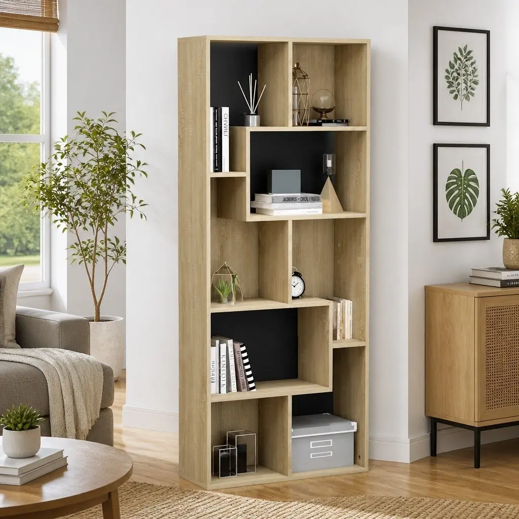 Book Cabinet Sonoma Oak Brown Engineered Wood Bookshelf Storage Unit 67L x 24W x 161H cm
