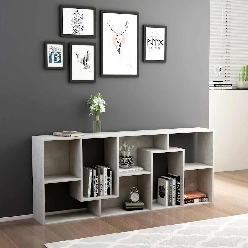 Book Cabinet Grey Engineered Wood Shelving Unit 67x24x161cm