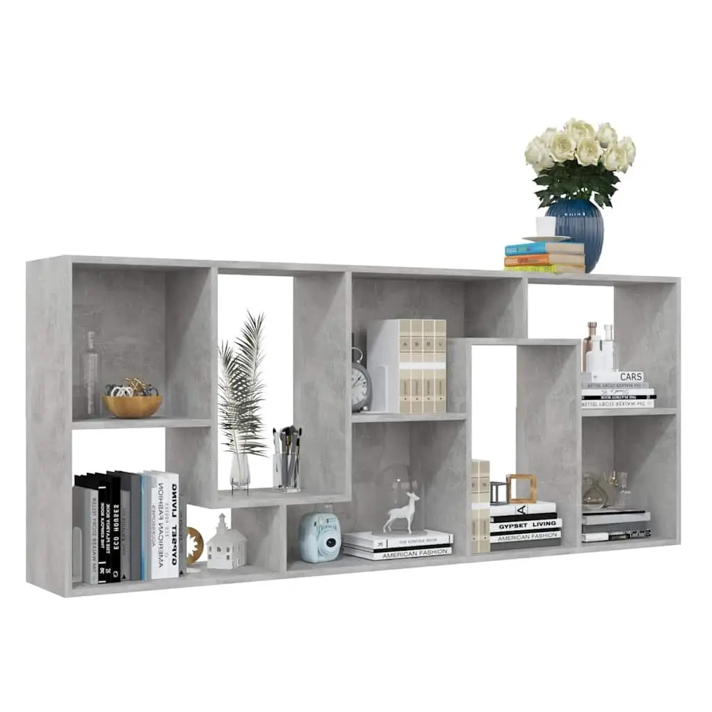Book Cabinet Grey Engineered Wood Shelving Unit 67x24x161cm