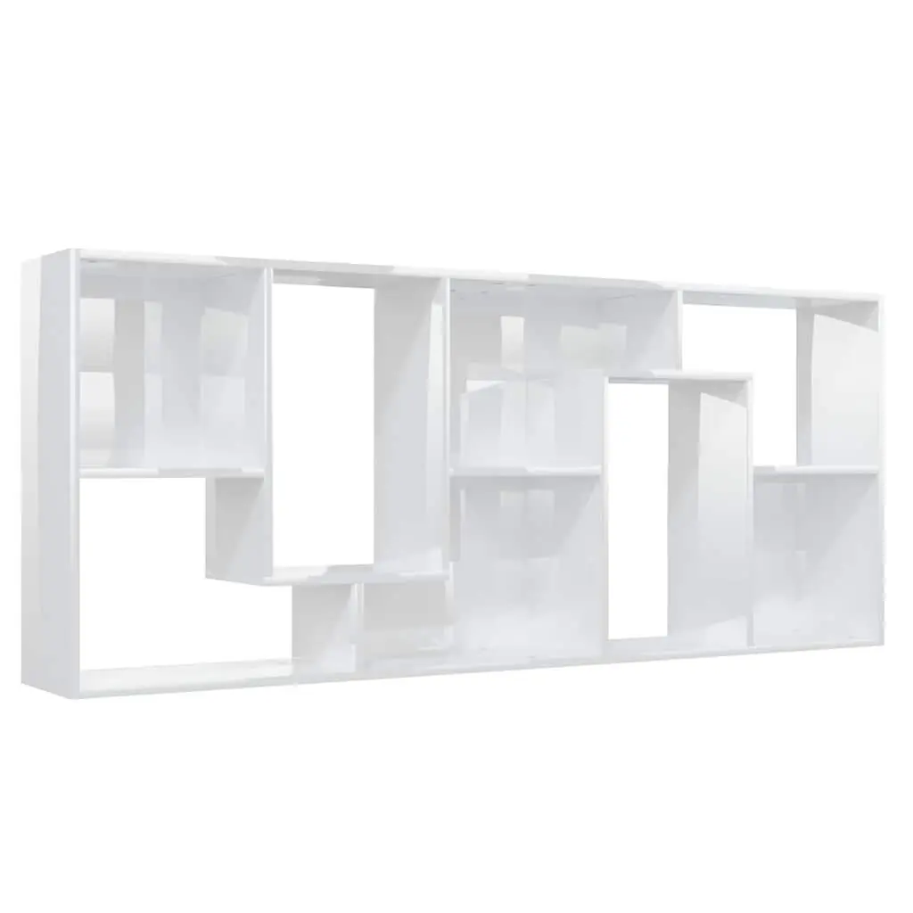 Book Cabinet High Gloss White Storage Shelving Unit Engineered Wood 67x24x161cm