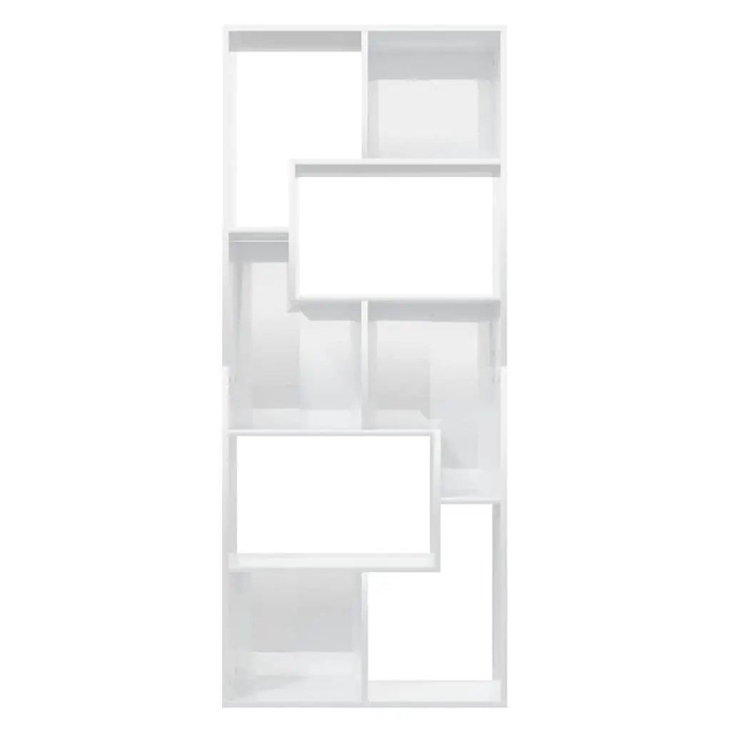 Book Cabinet High Gloss White Storage Shelving Unit Engineered Wood 67x24x161cm