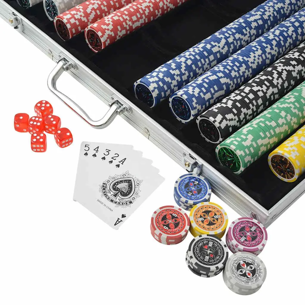 Poker Set 1000 Laser Chips Aluminium Case Game Night Entertainment