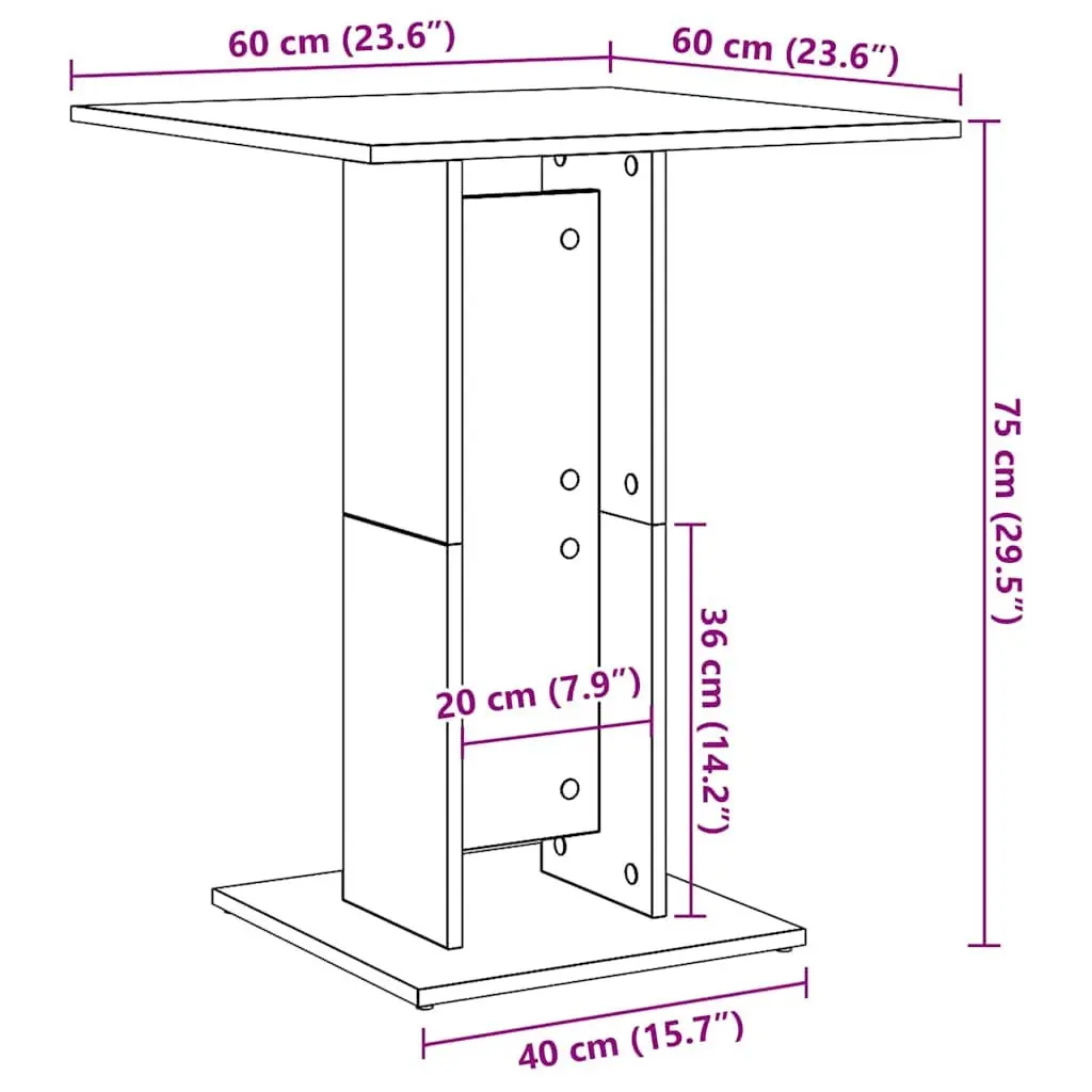 Bistro Table White Engineered Wood 60x60x75 cm