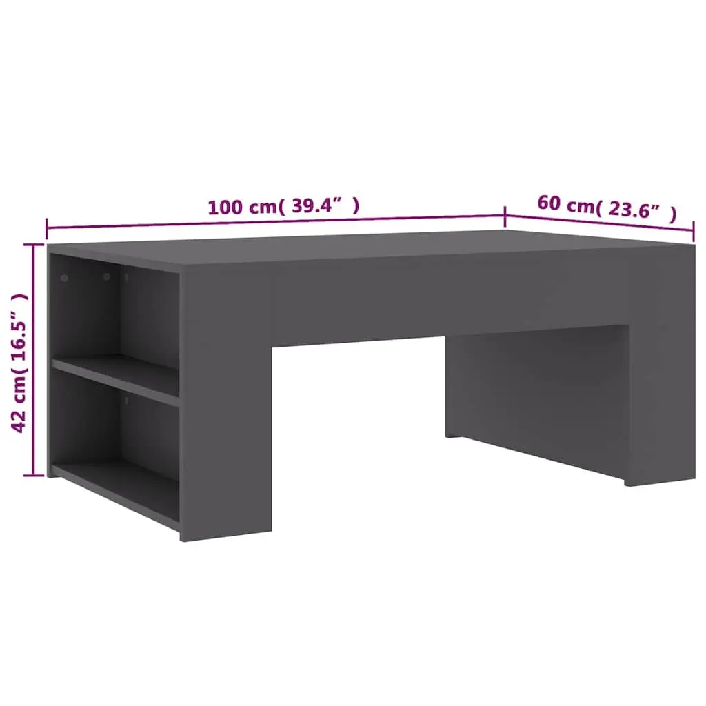 Coffee Table Grey Engineered Wood Accent Living Room Furniture 100x60x42cm