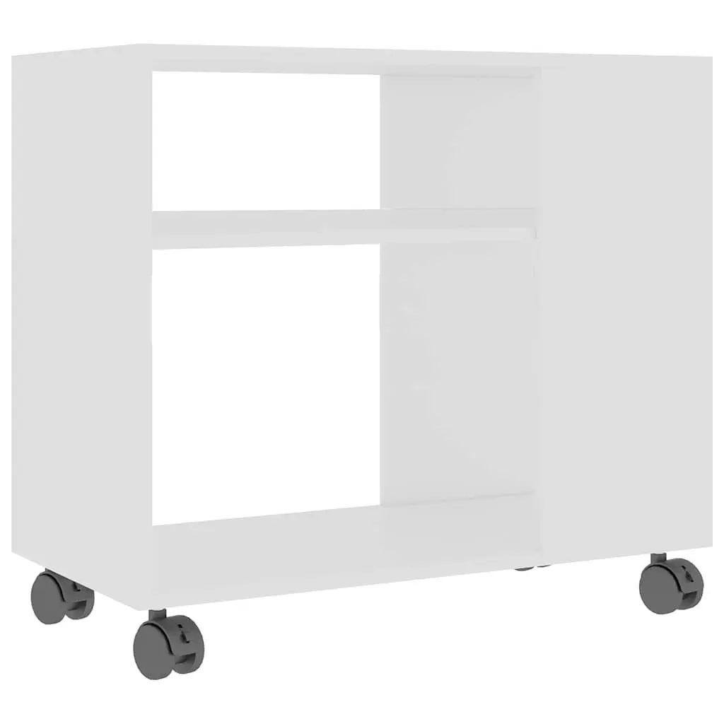 White End Table with Wheels