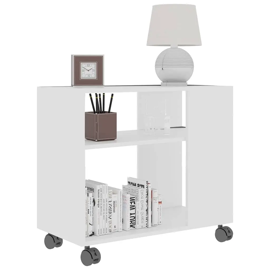 White End Table with Wheels