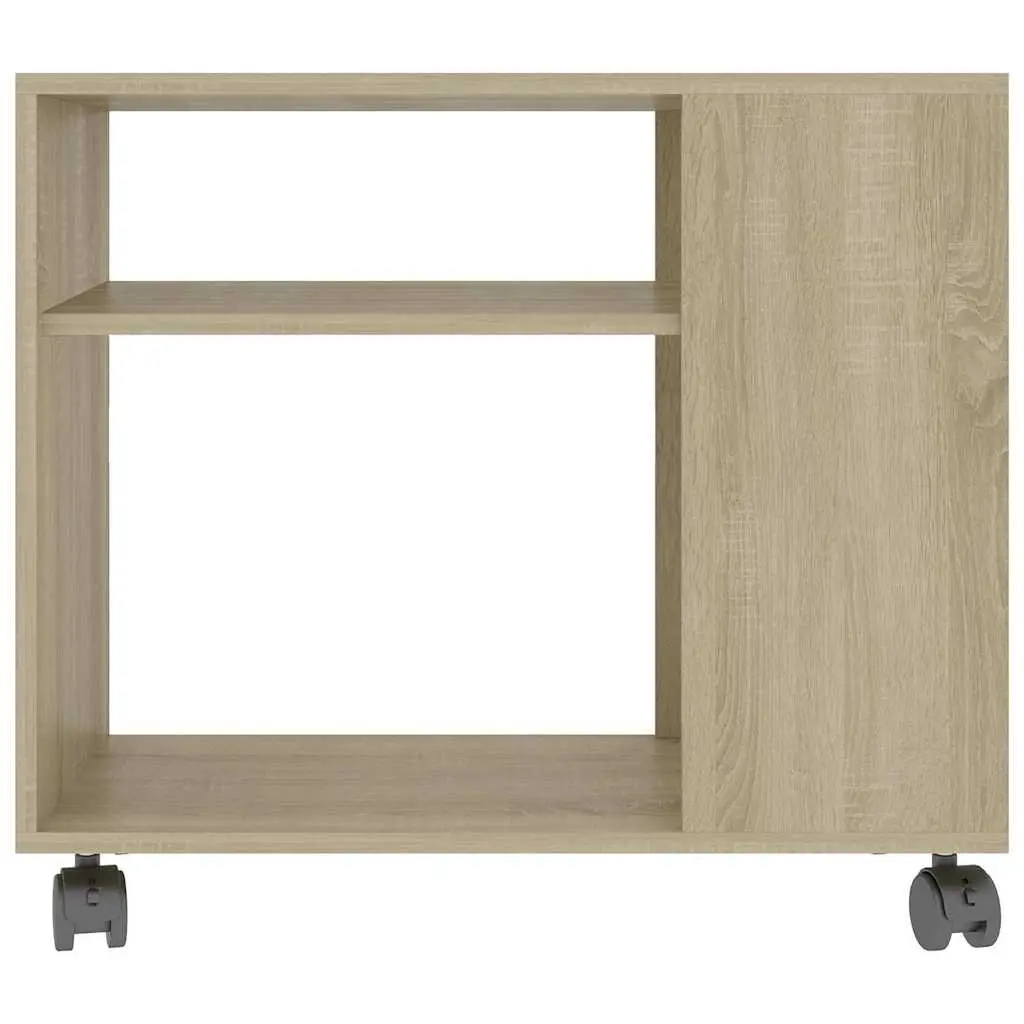 Accent Side Table with Wheels Engineered Wood Brown 70cm Width 35cm Depth 55cm Height
