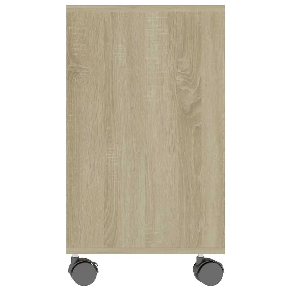 Accent Side Table with Wheels Engineered Wood Brown 70cm Width 35cm Depth 55cm Height