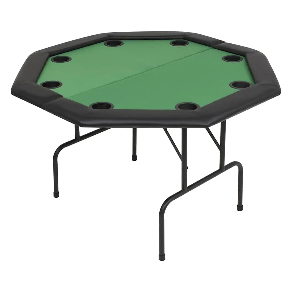 Folding Poker Table Octagonal Green 8 Player Cup Holders Padded Rim