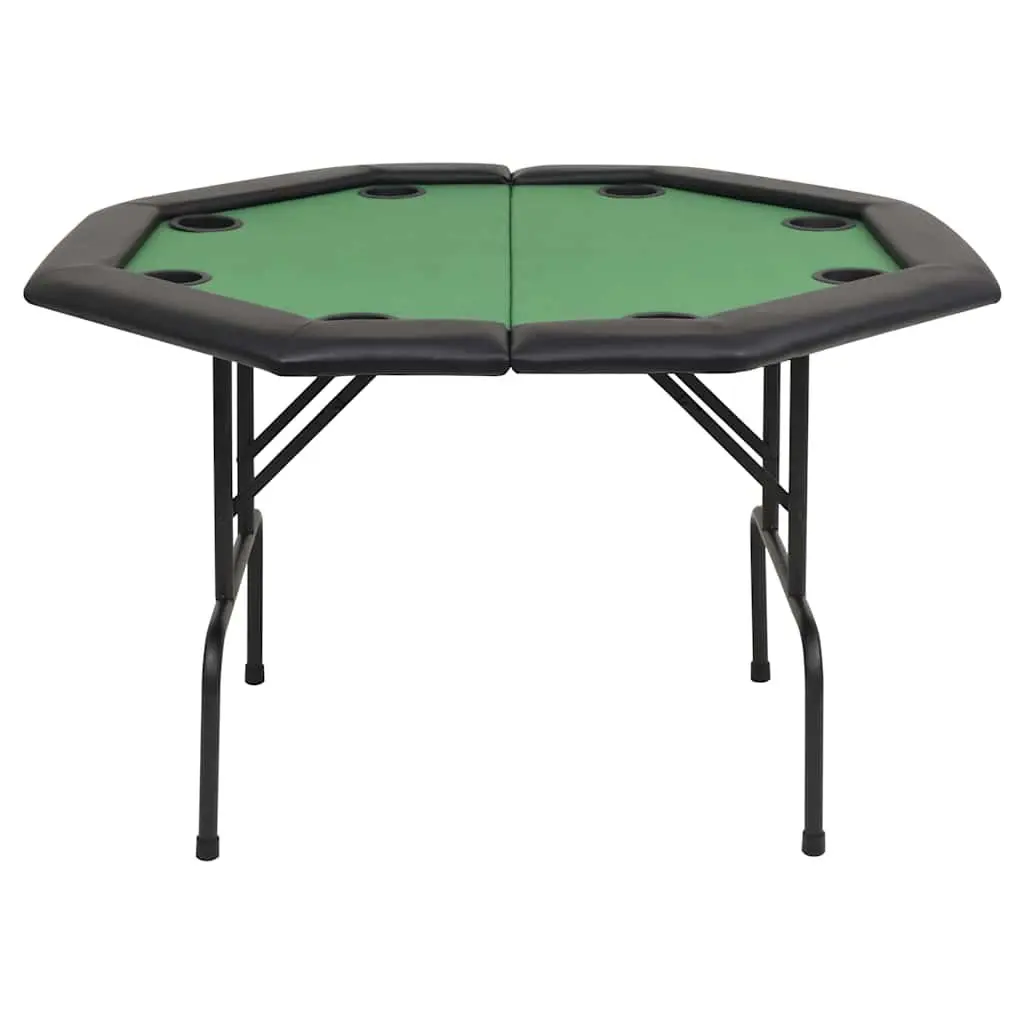 Folding Poker Table Octagonal Green 8 Player Cup Holders Padded Rim