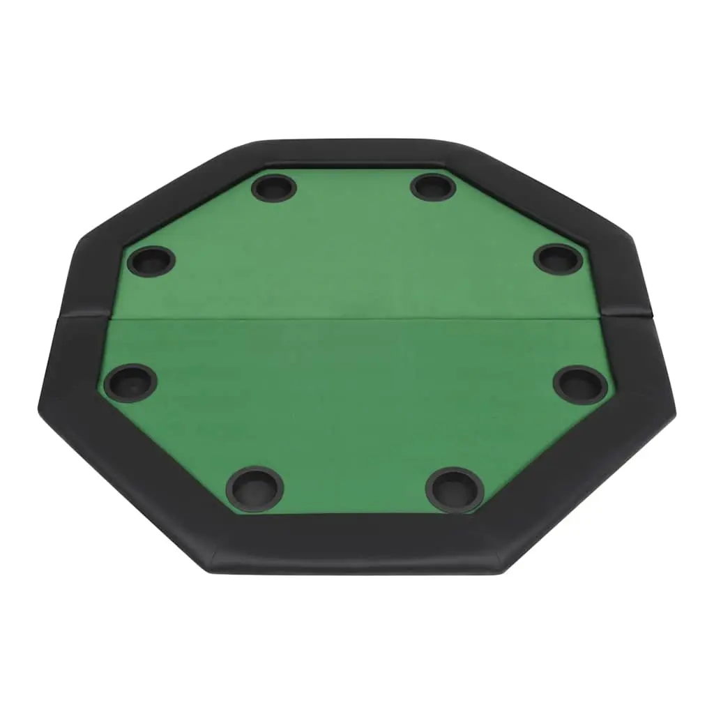 Folding Poker Table Octagonal Green 8 Player Cup Holders Padded Rim