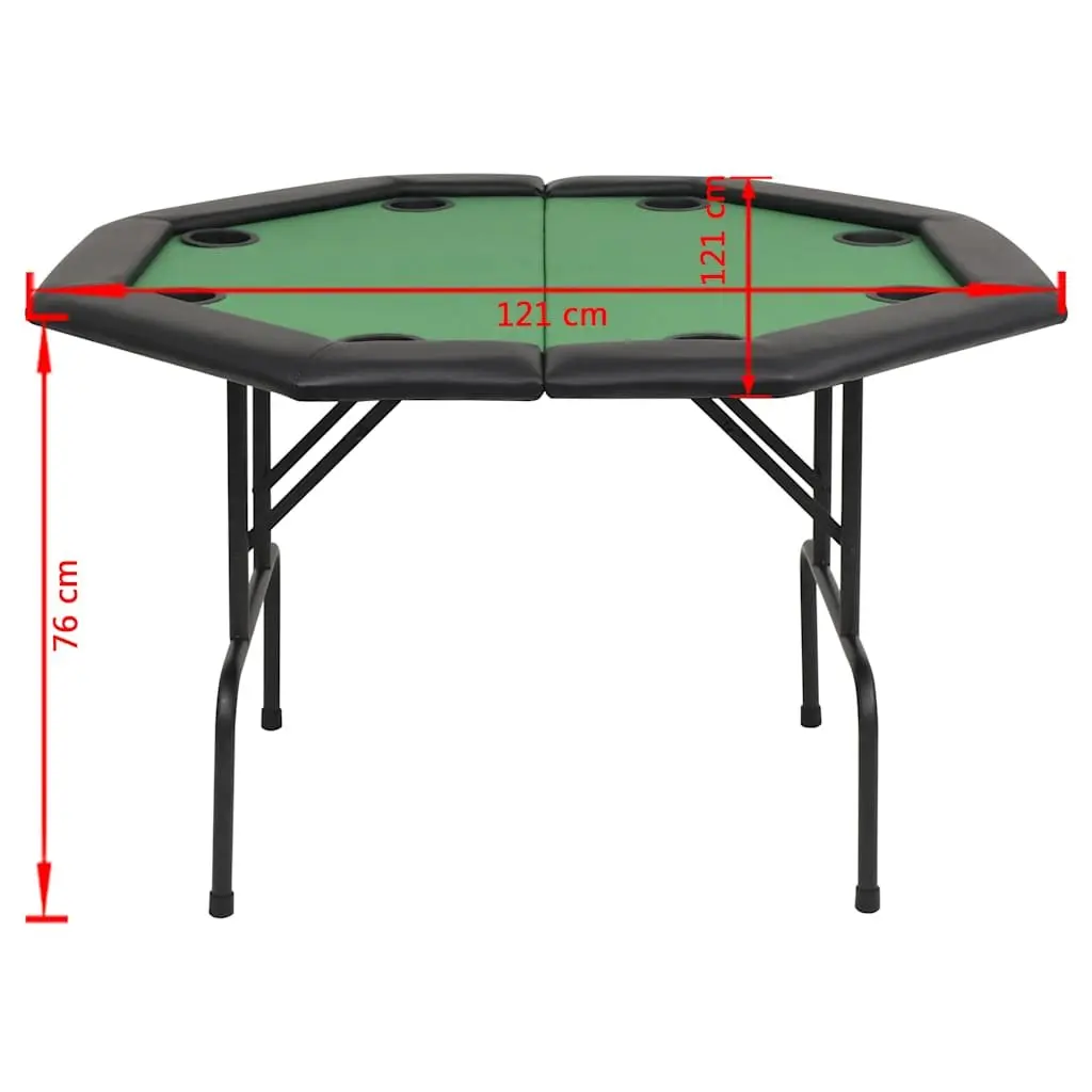 Folding Poker Table Octagonal Green 8 Player Cup Holders Padded Rim