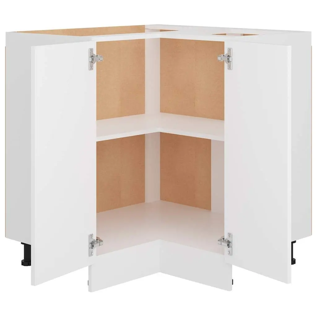 White Corner Bottom Cabinet Kitchen Storage Engineered Wood 75.5x75.5x81.5cm