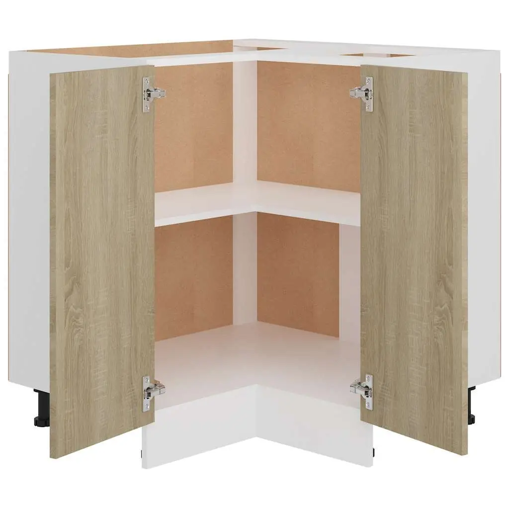 Kitchen Storage Cupboard Brown Engineered Wood Corner Bottom Cabinet 75.5x81.5 cm