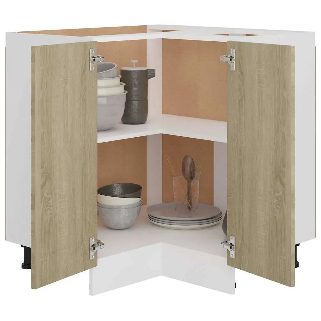 Kitchen Storage Cupboard Brown Engineered Wood Corner Bottom Cabinet 75.5x81.5 cm