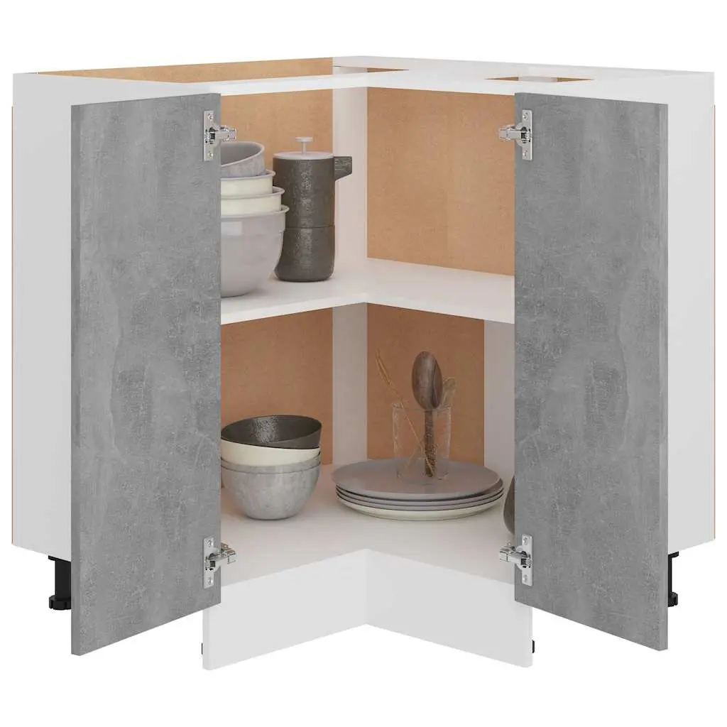 Grey Corner Kitchen Cabinet with Doors and Shelves for Storage 75.5cm Wide 75.5cm Deep 81.5cm High