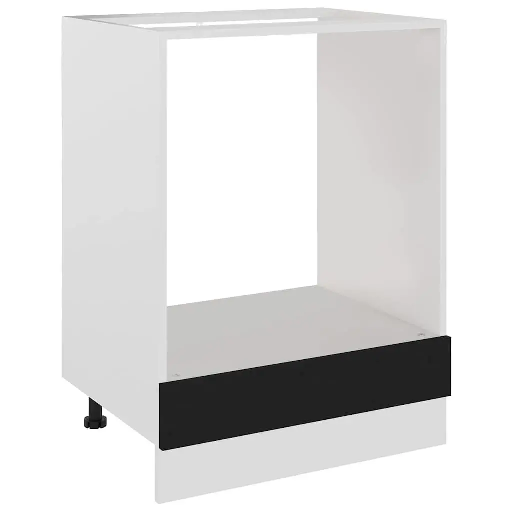 Oven Cabinet Black Engineered Wood Kitchen Storage 60x46x81.5cm