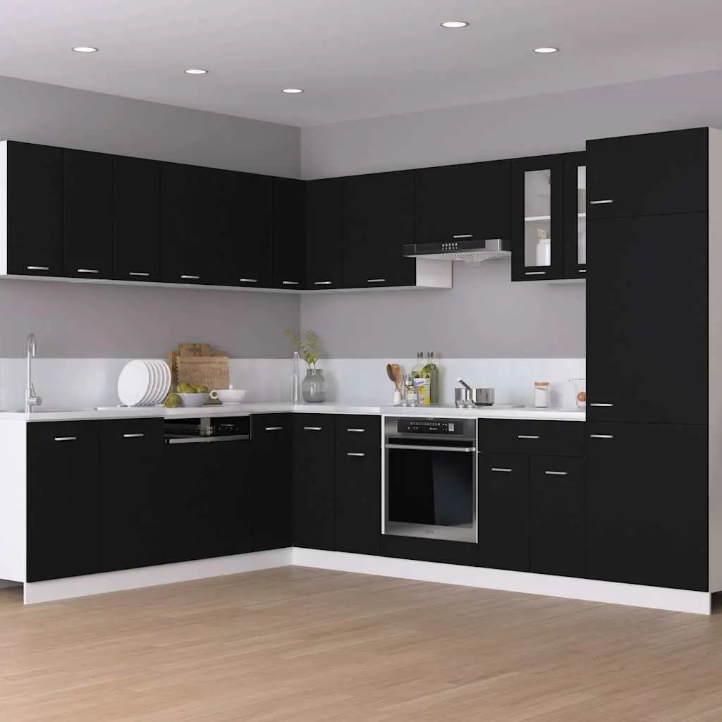 Oven Cabinet Black Engineered Wood Kitchen Storage 60x46x81.5cm