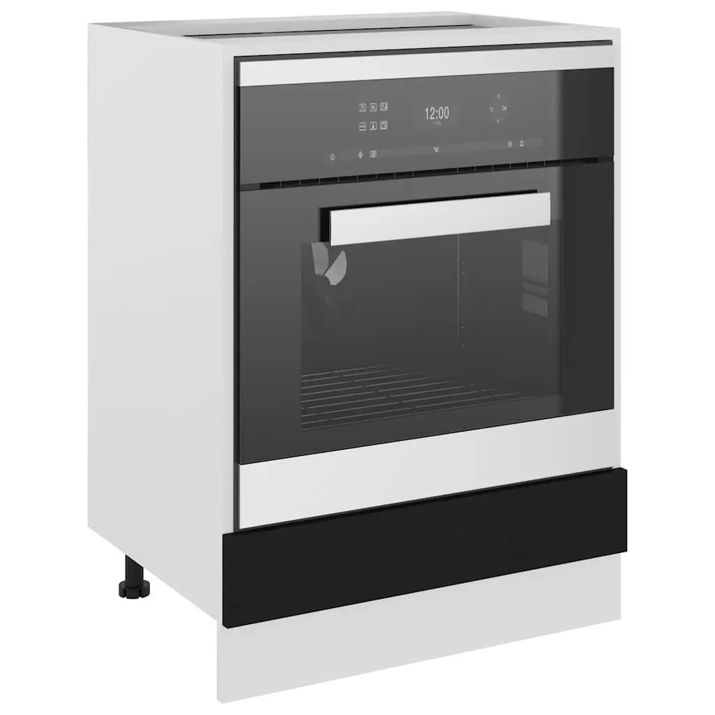 Oven Cabinet Black Engineered Wood Kitchen Storage 60x46x81.5cm