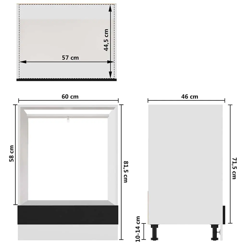 Oven Cabinet Black Engineered Wood Kitchen Storage 60x46x81.5cm