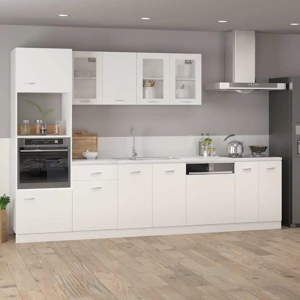 Hanging Glass Kitchen Cabinet White Storage Organizer with Two Interior Shelves