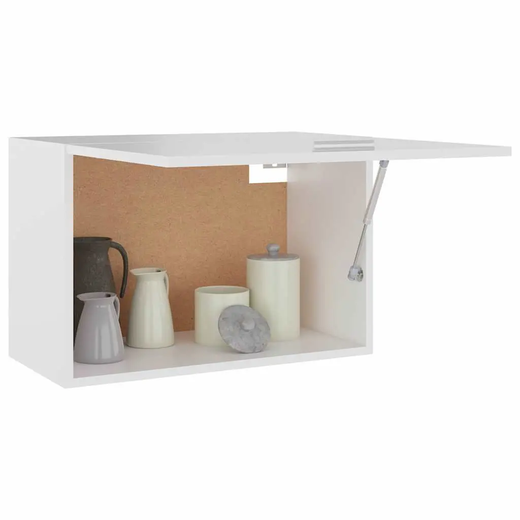 Hanging Kitchen Cabinet White Engineered Wood Shelf Flip-Up Door 60W x 31D x 40H cm