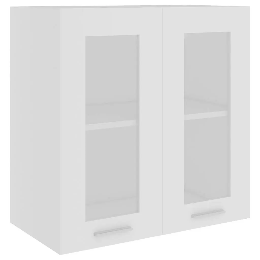 Wall-Mounted Glass Cabinet Compact Kitchen Storage White 60x31x60cm