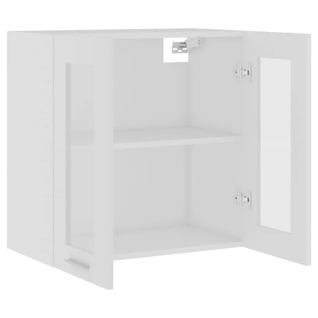 Wall-Mounted Glass Cabinet Compact Kitchen Storage White 60x31x60cm