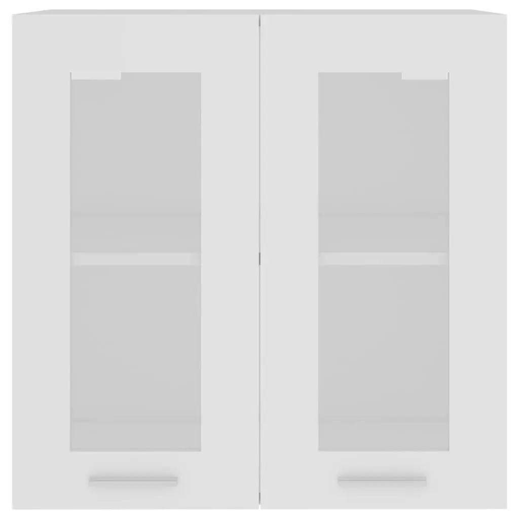 Wall-Mounted Glass Cabinet Compact Kitchen Storage White 60x31x60cm